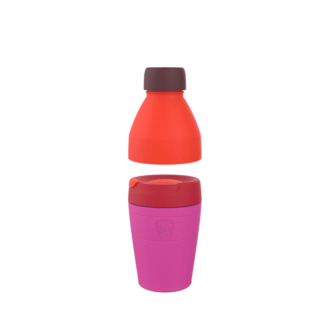 KeepCup Helix sett med termobeger og flaske Afterglow