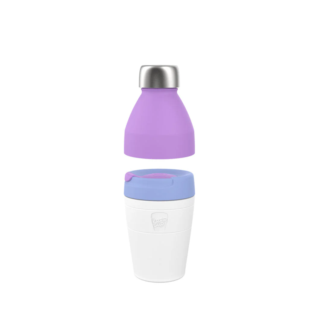 KeepCup Helix sett med termobeger og flaske Twilight