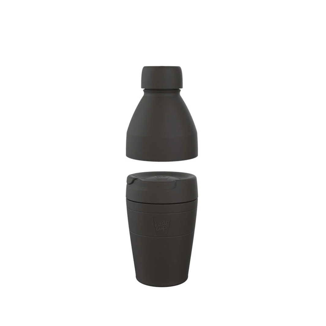 KeepCup Helix sett med termobeger og flaske Black